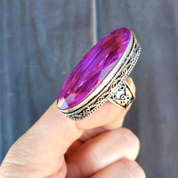 New Amazing Oversized Iolite 925 Silver Statement Ring. - Picture 6 of 13